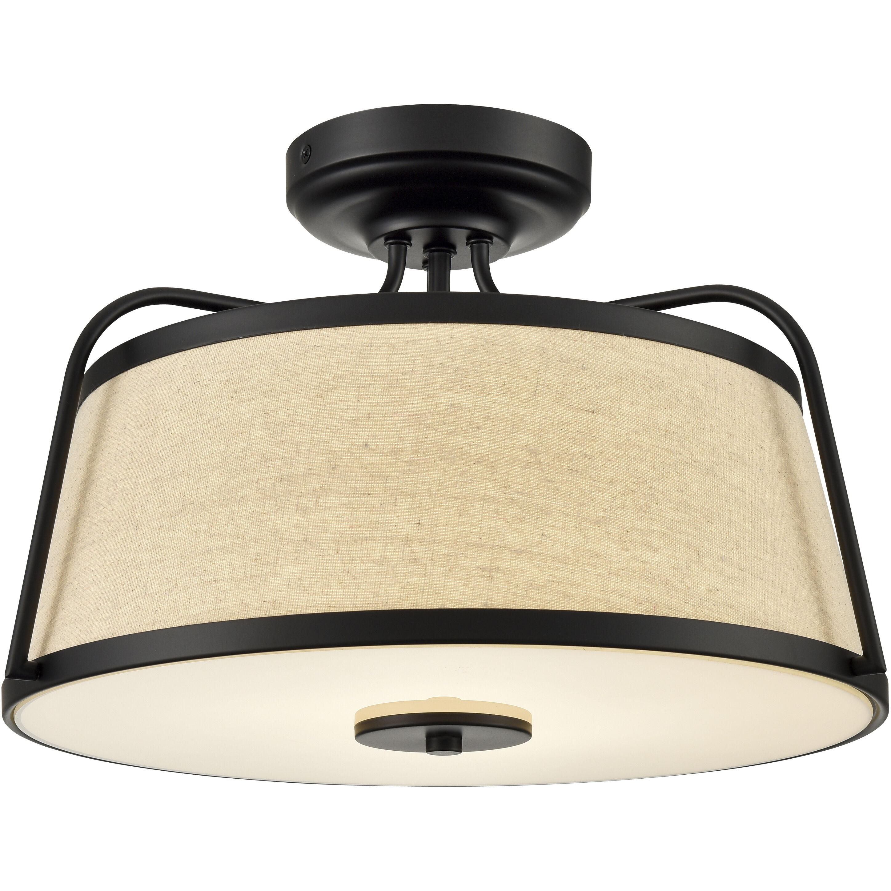 None LED 15.25 inch Matte Black Semi-Flush Mount Ceiling Light